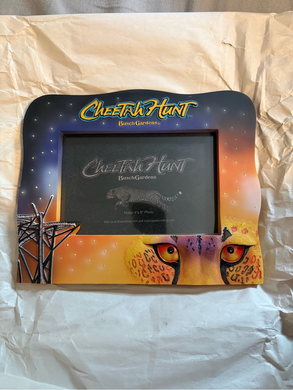 Busch Gardens, Tampa Bay - Cheetah Hunt Themed Decorative Souvenir Picture Frame